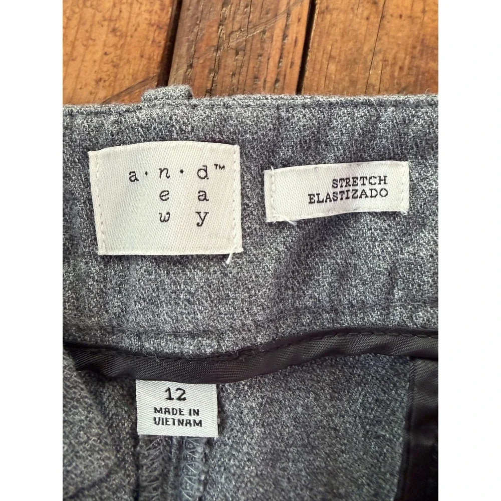 Gray Ankle Pants Womens 12 Stretch Straight Leg Office Workwear Minimalist